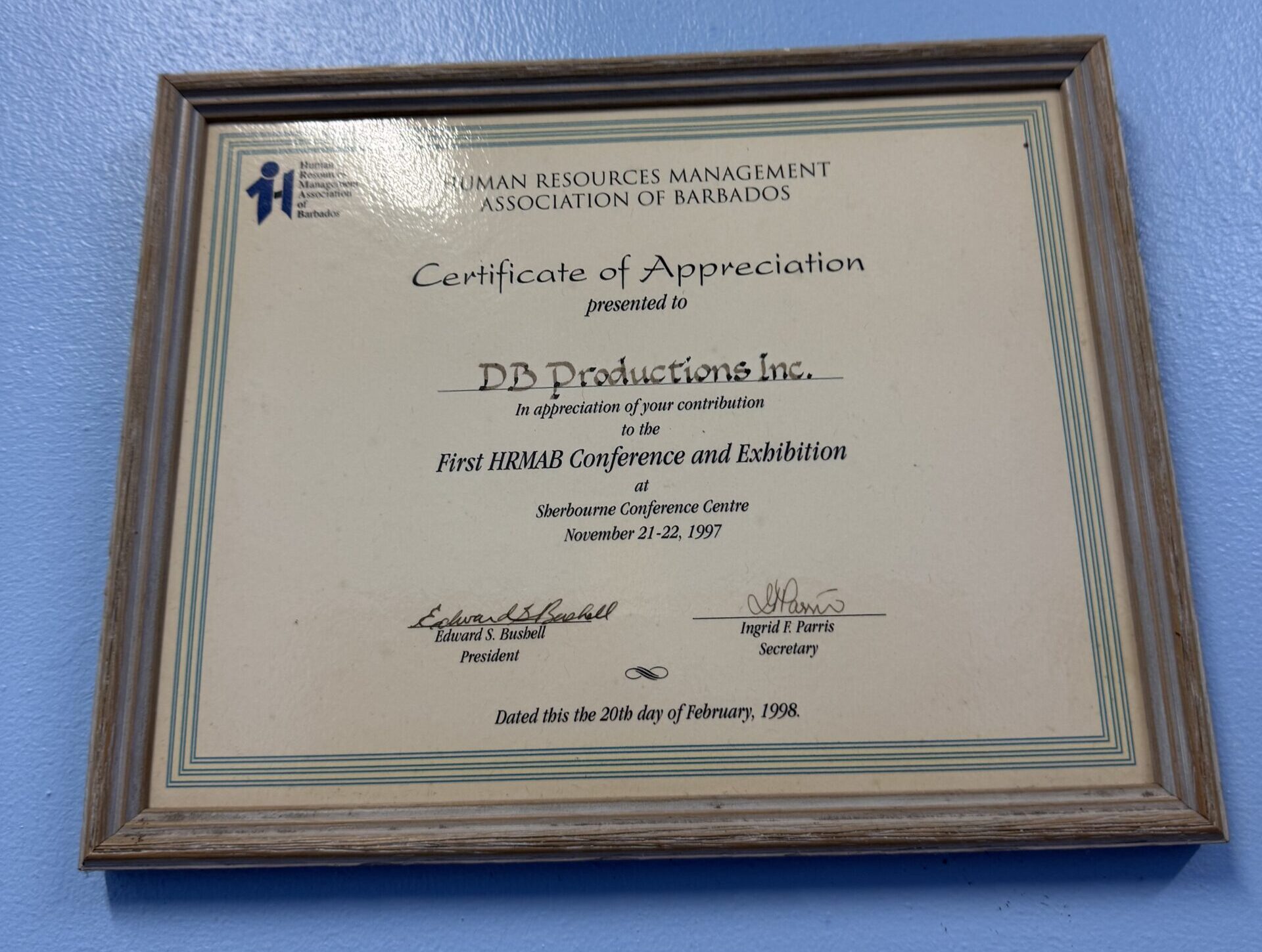 Certificate of Appreciation 
